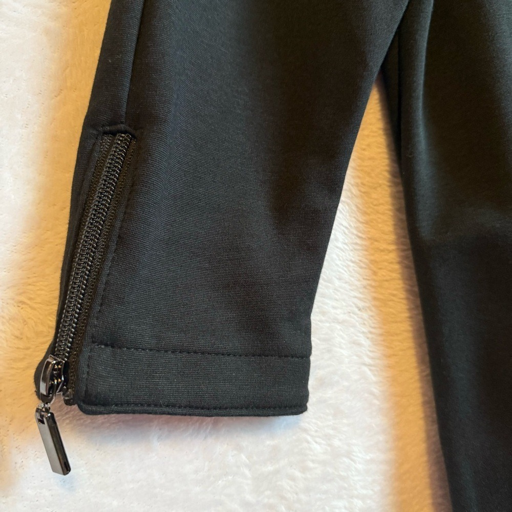 Pierre Women's M Black Ponte Knit Top Zipper Detail 3/4 Sleeve Casual Chic - Picture 7 of 14